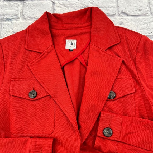 Cabi Playdate Jacket Red Blazer Utility Pocket Stretch Womens Size 6 Office - Picture 3 of 9